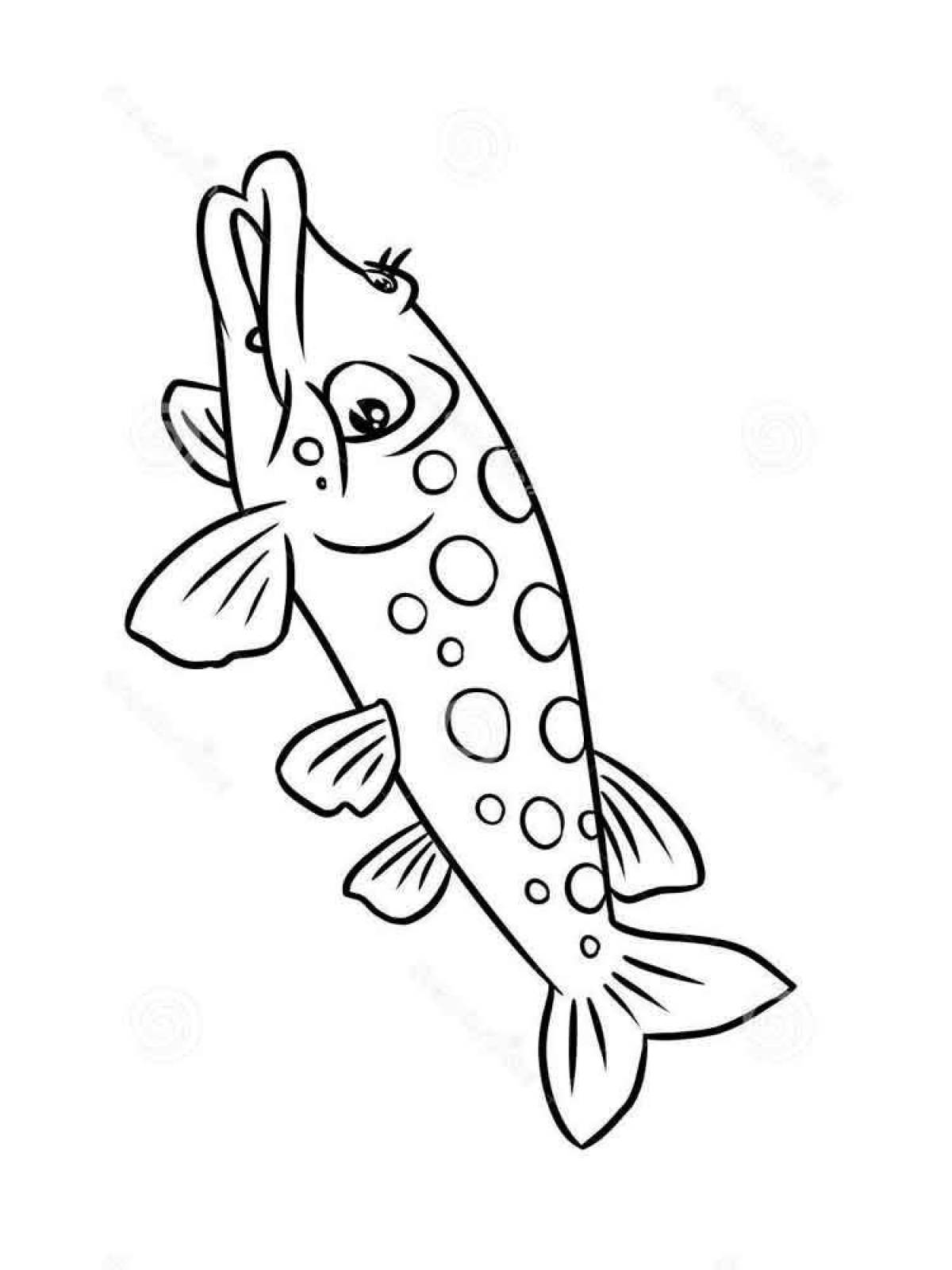 Playful pike coloring page for toddlers