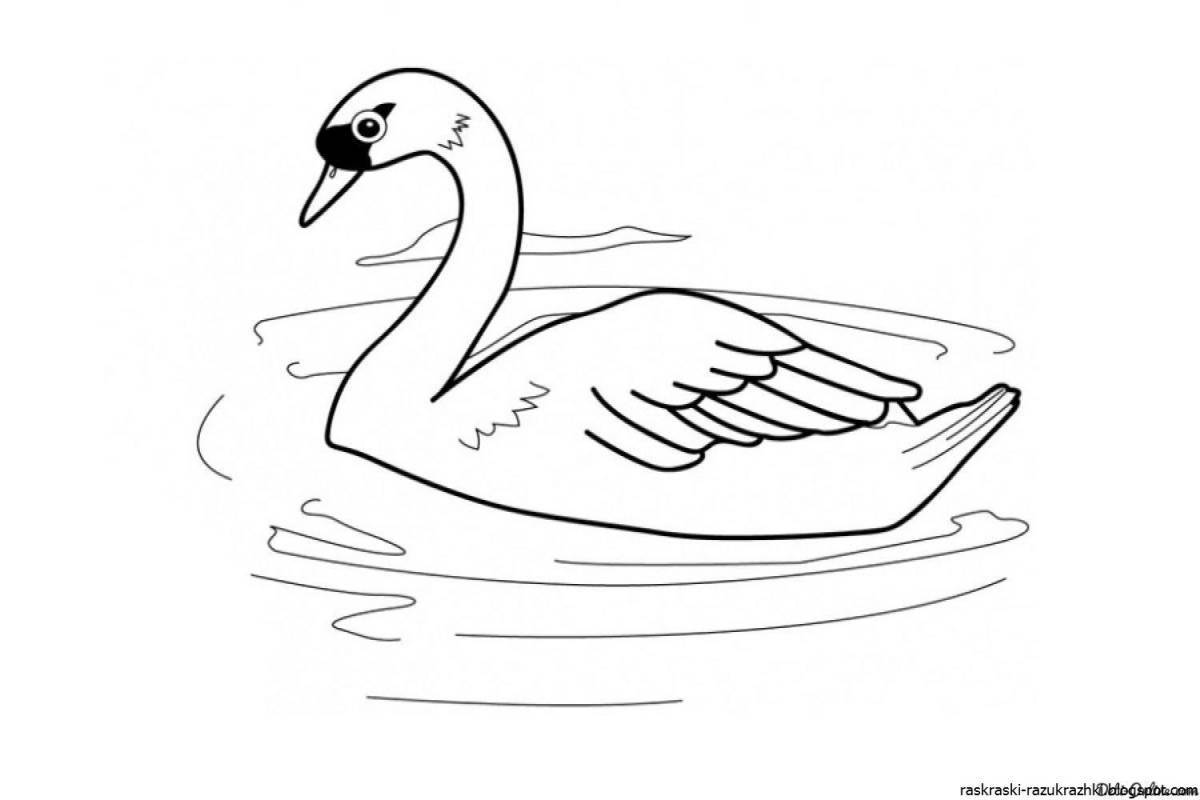 Coloring book happy swan for kids