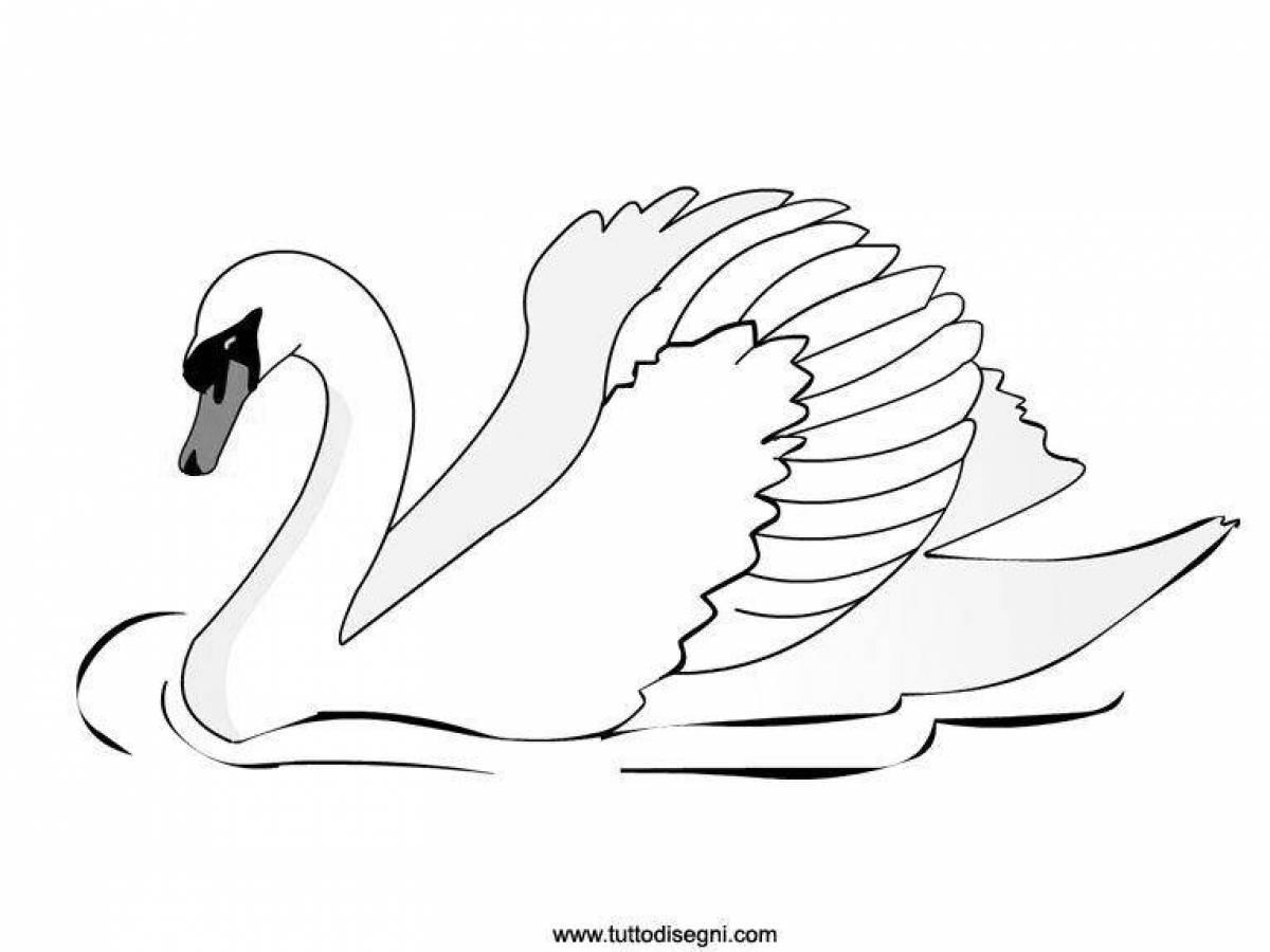 Яркая раскраска лебедя для детей
