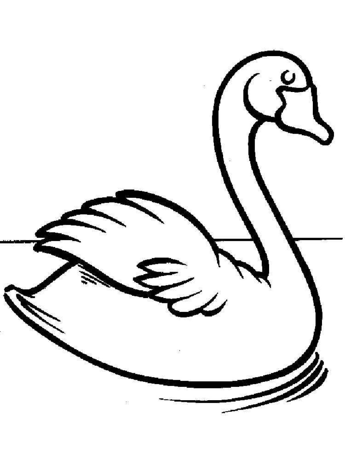 Colorful swan coloring pages for kids