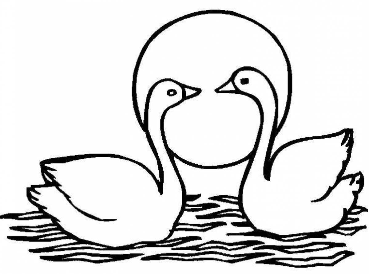 Раскраска сказочный лебедь для детей