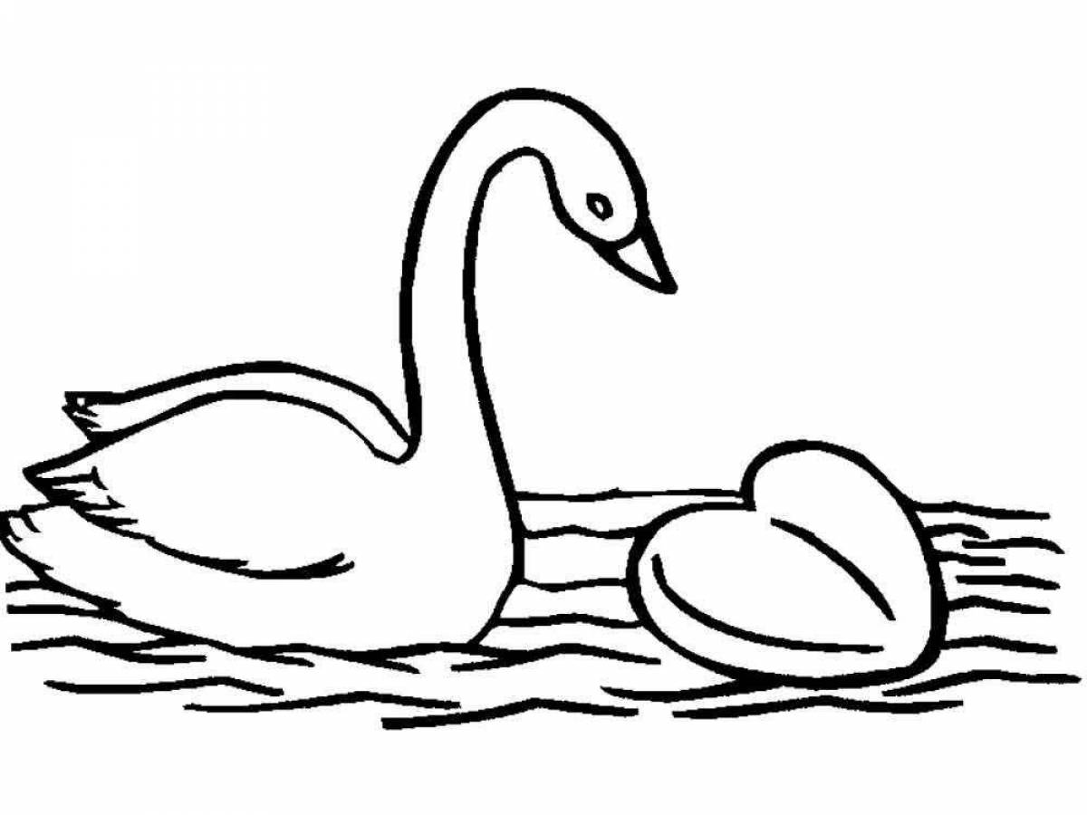Cute swan coloring pages for kids