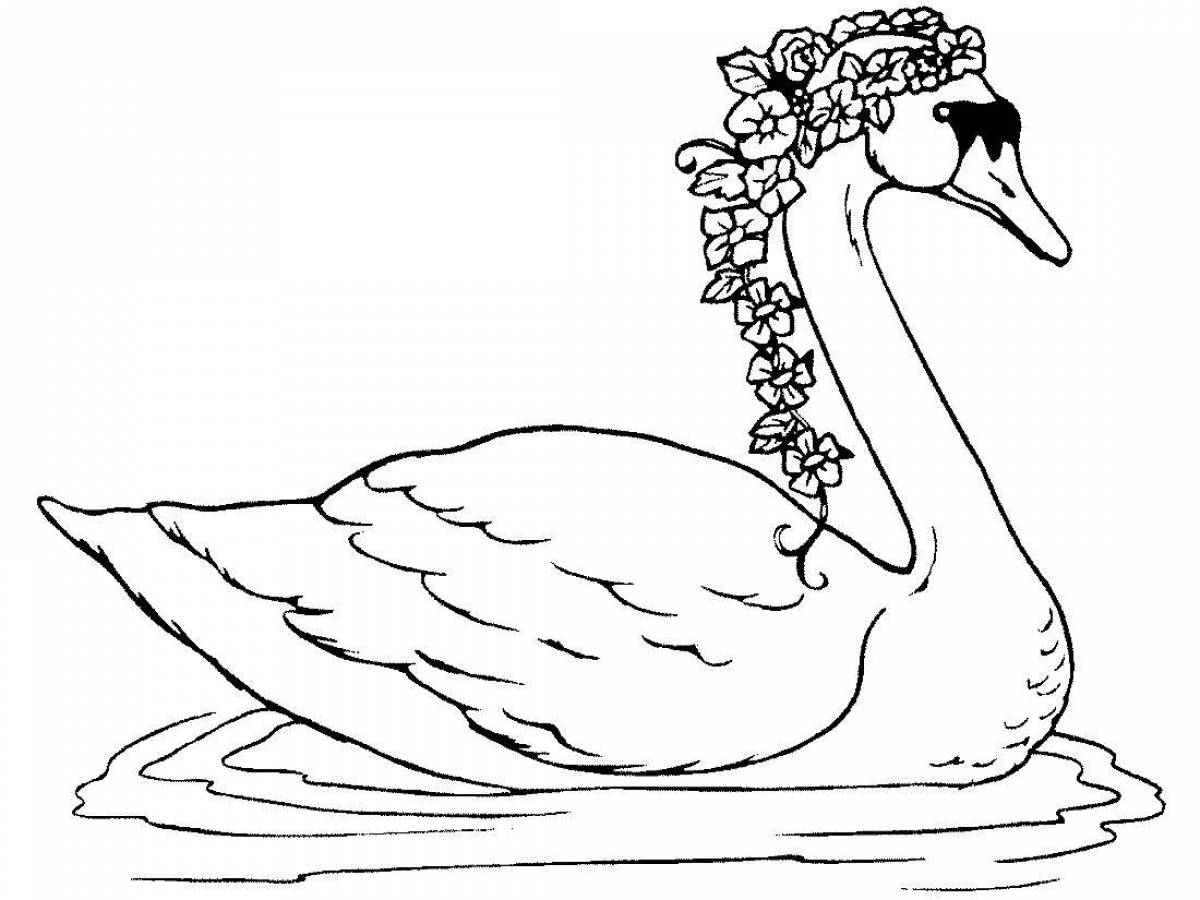 Crazy swan coloring for kids