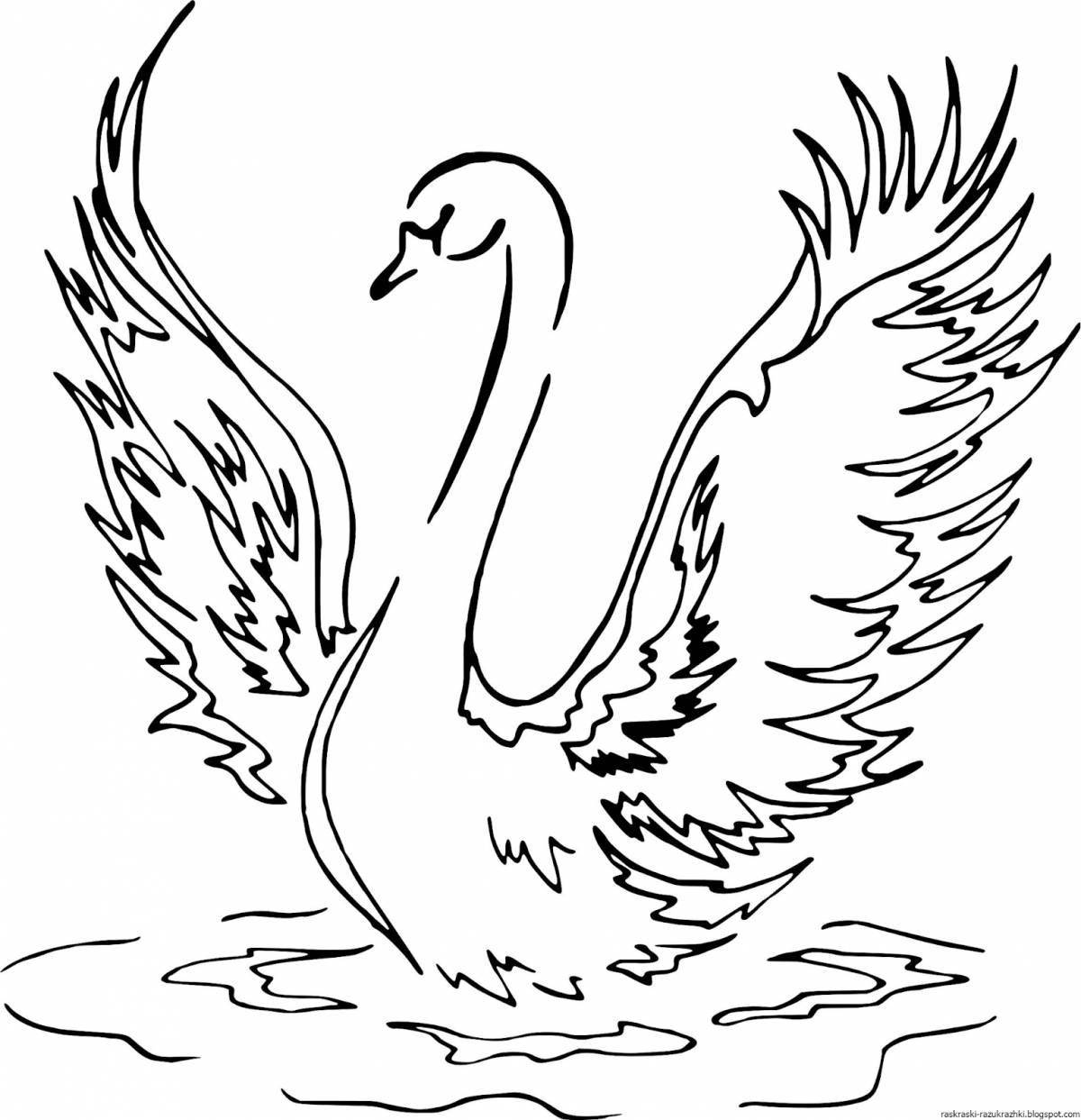 Coloring book serene swan for kids