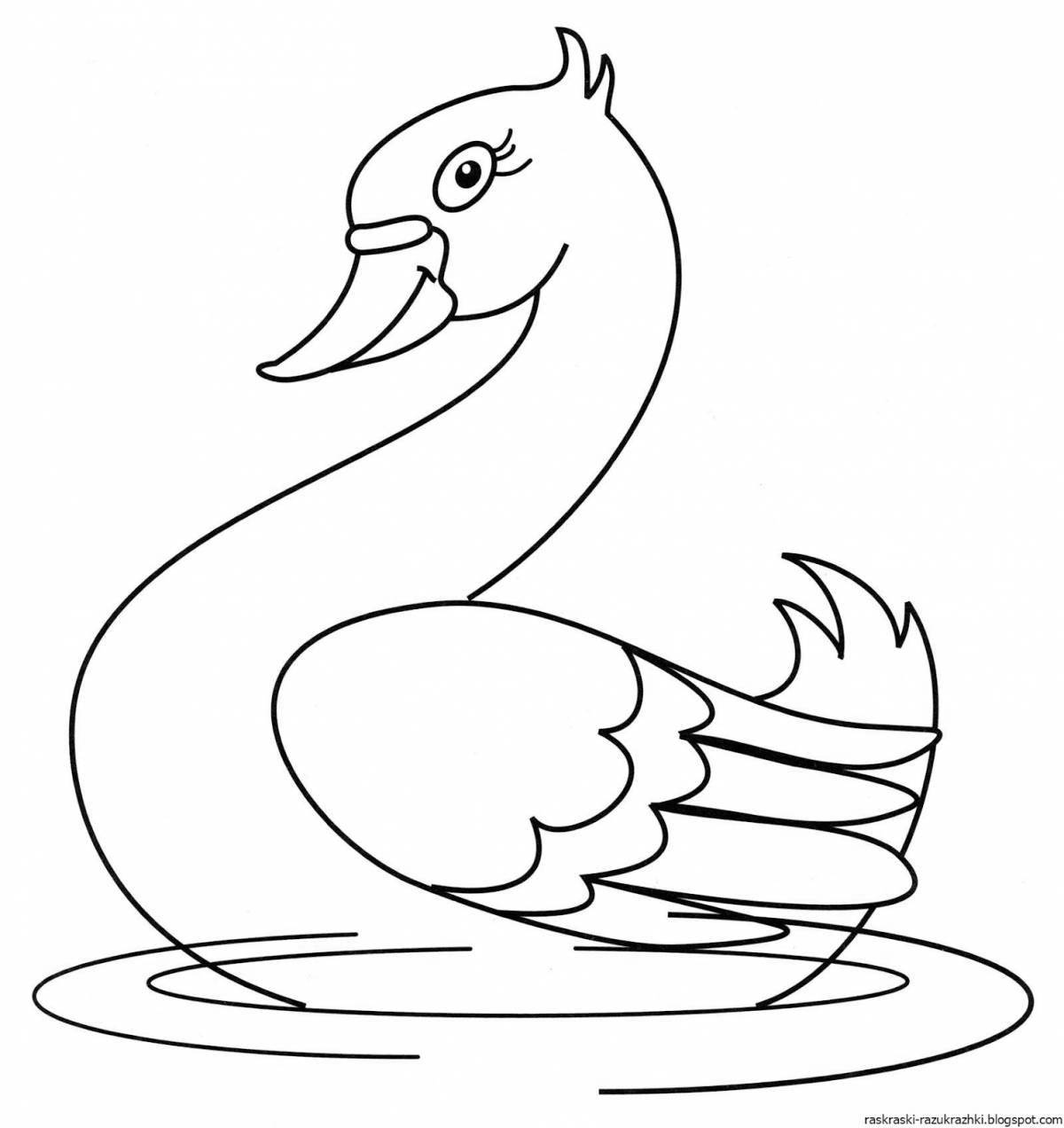 Увлекательная раскраска «лебедь» для детей