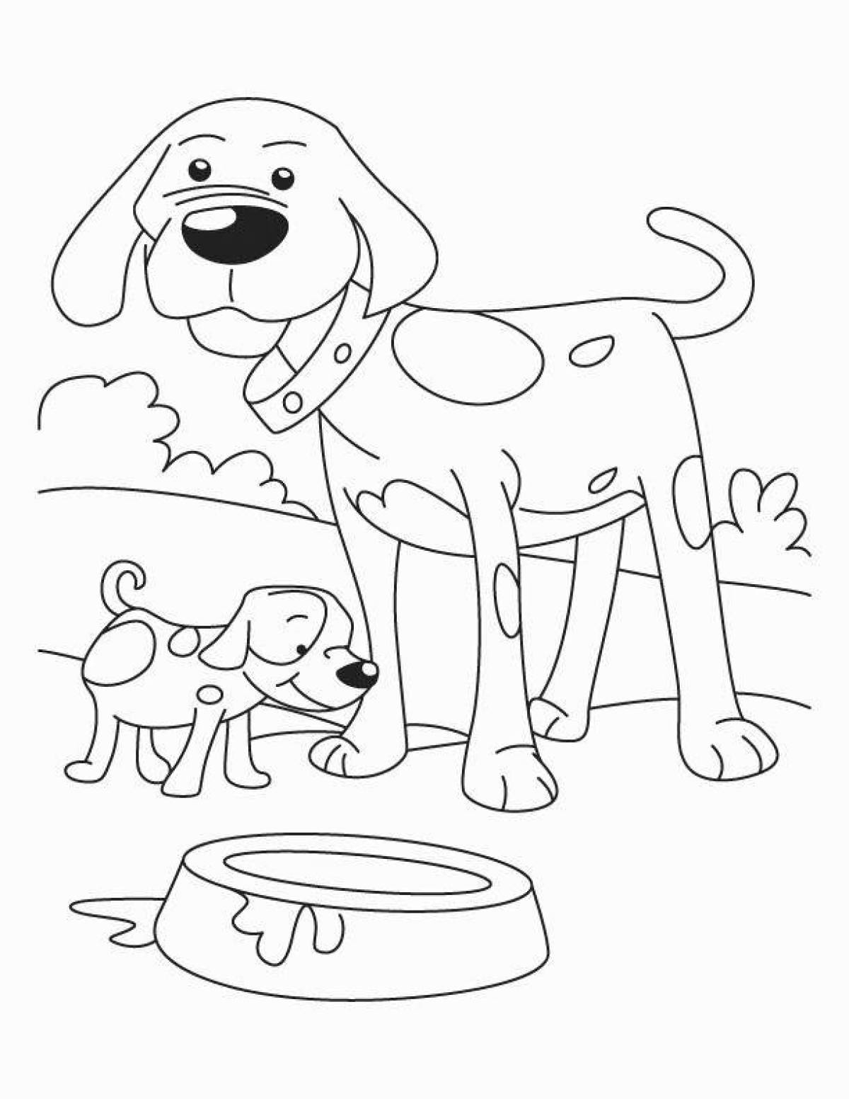 Alert coloring page image of a dog for children