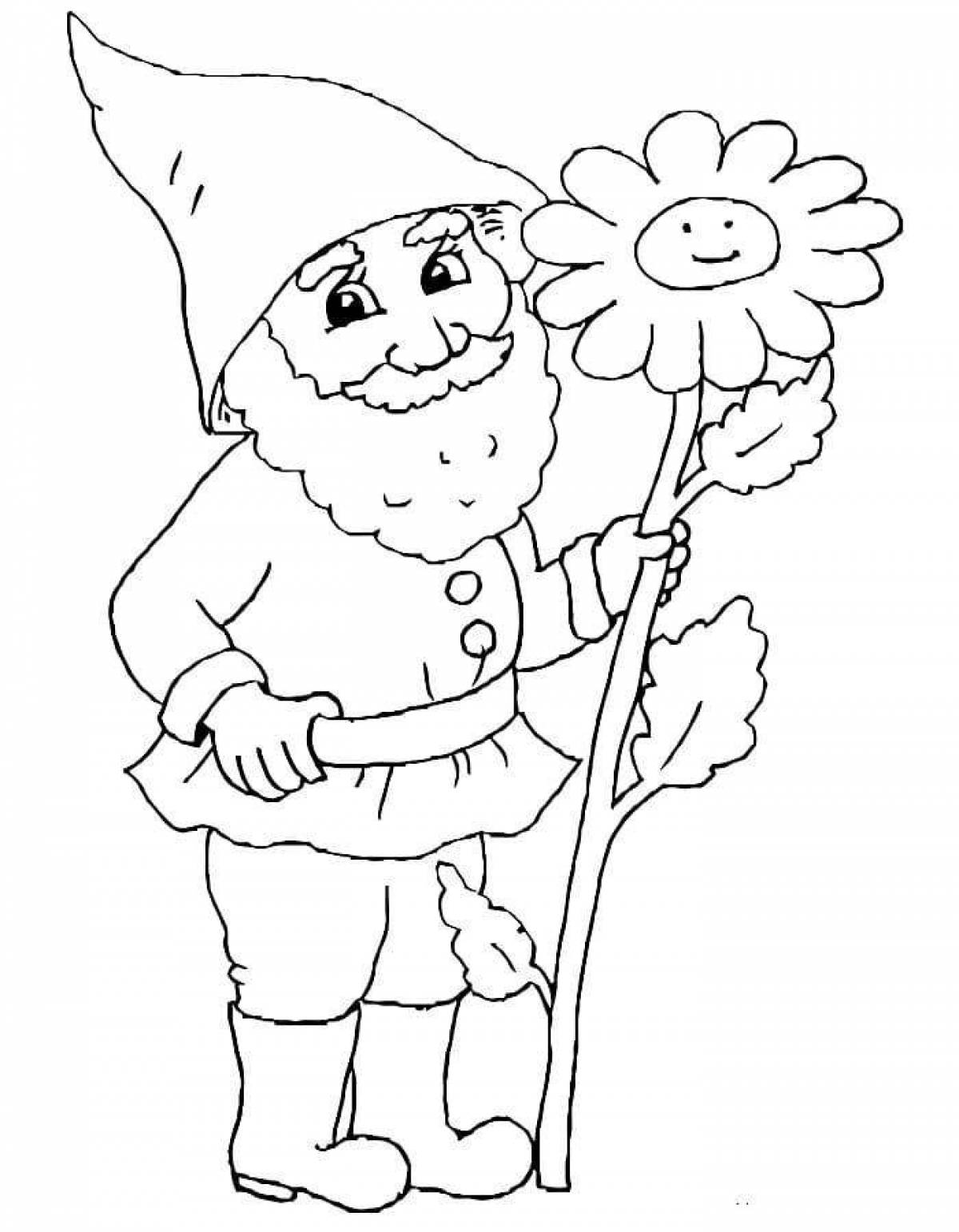 Joyful gnome coloring pages