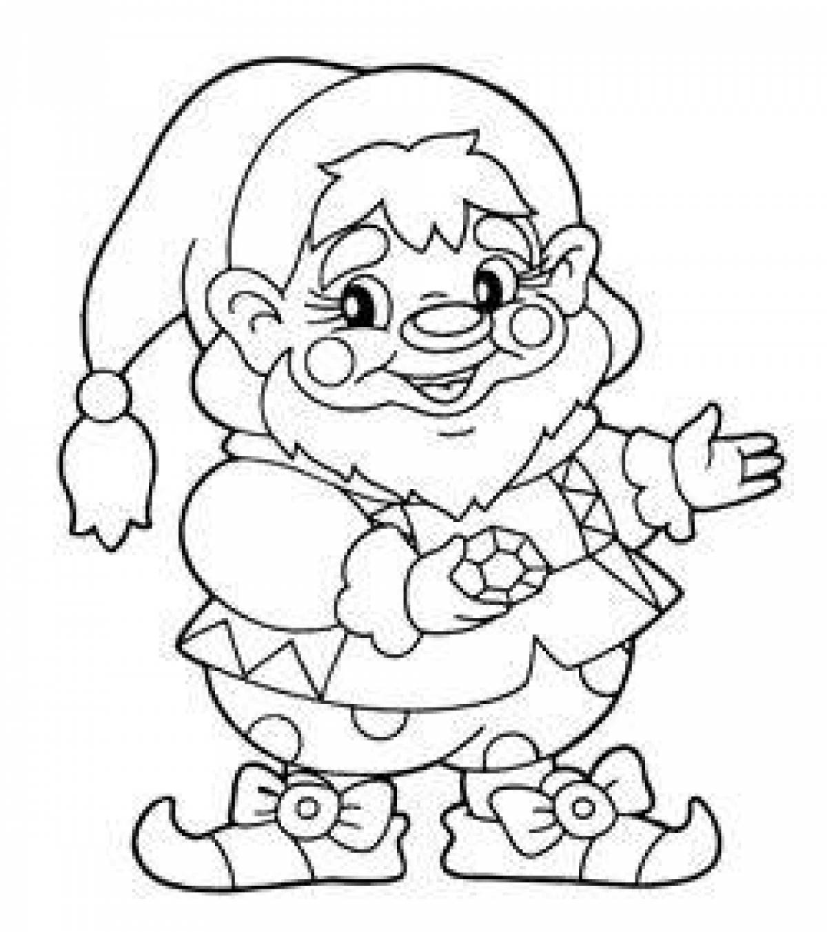 Bright gnome coloring pages