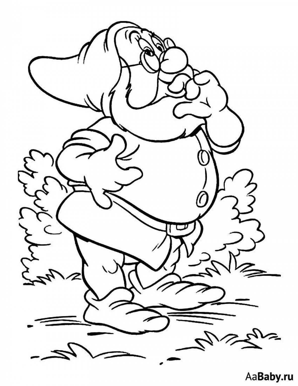 Happy gnome coloring pages