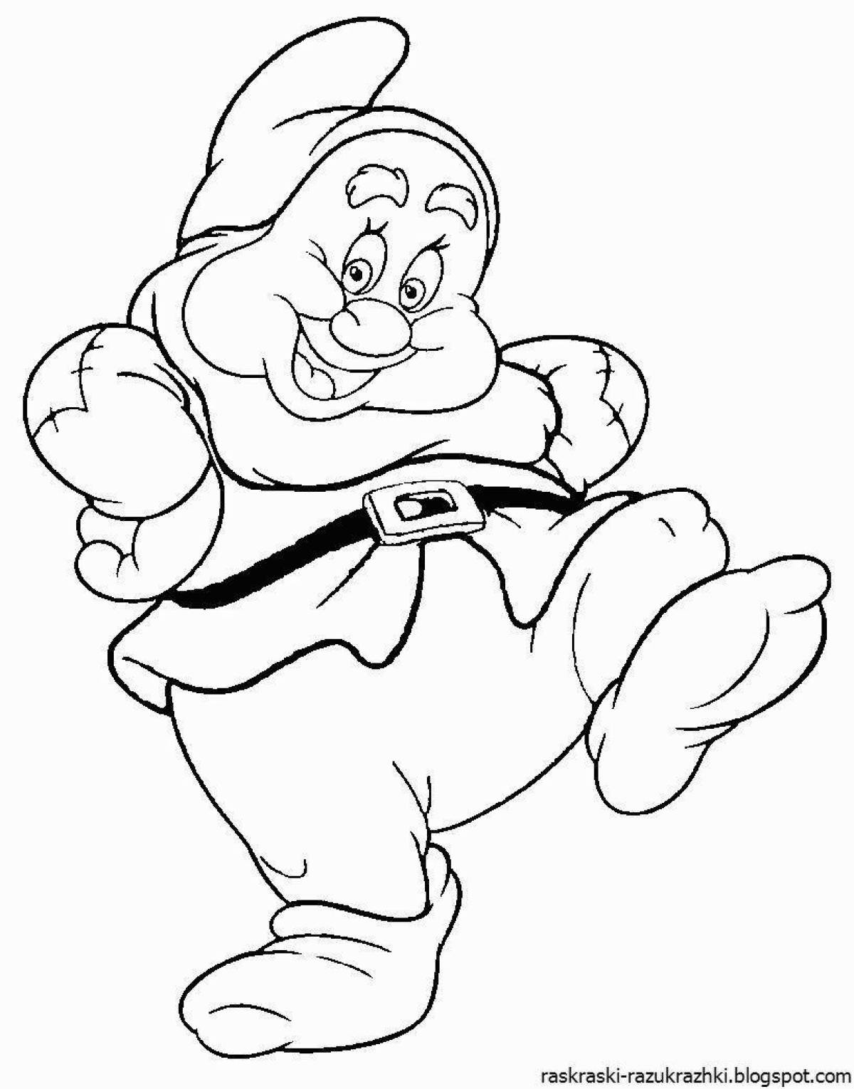 Funny gnome coloring pages