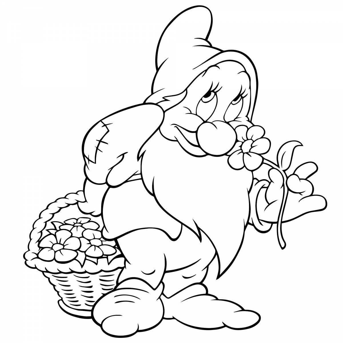 Colorful gnome coloring pages