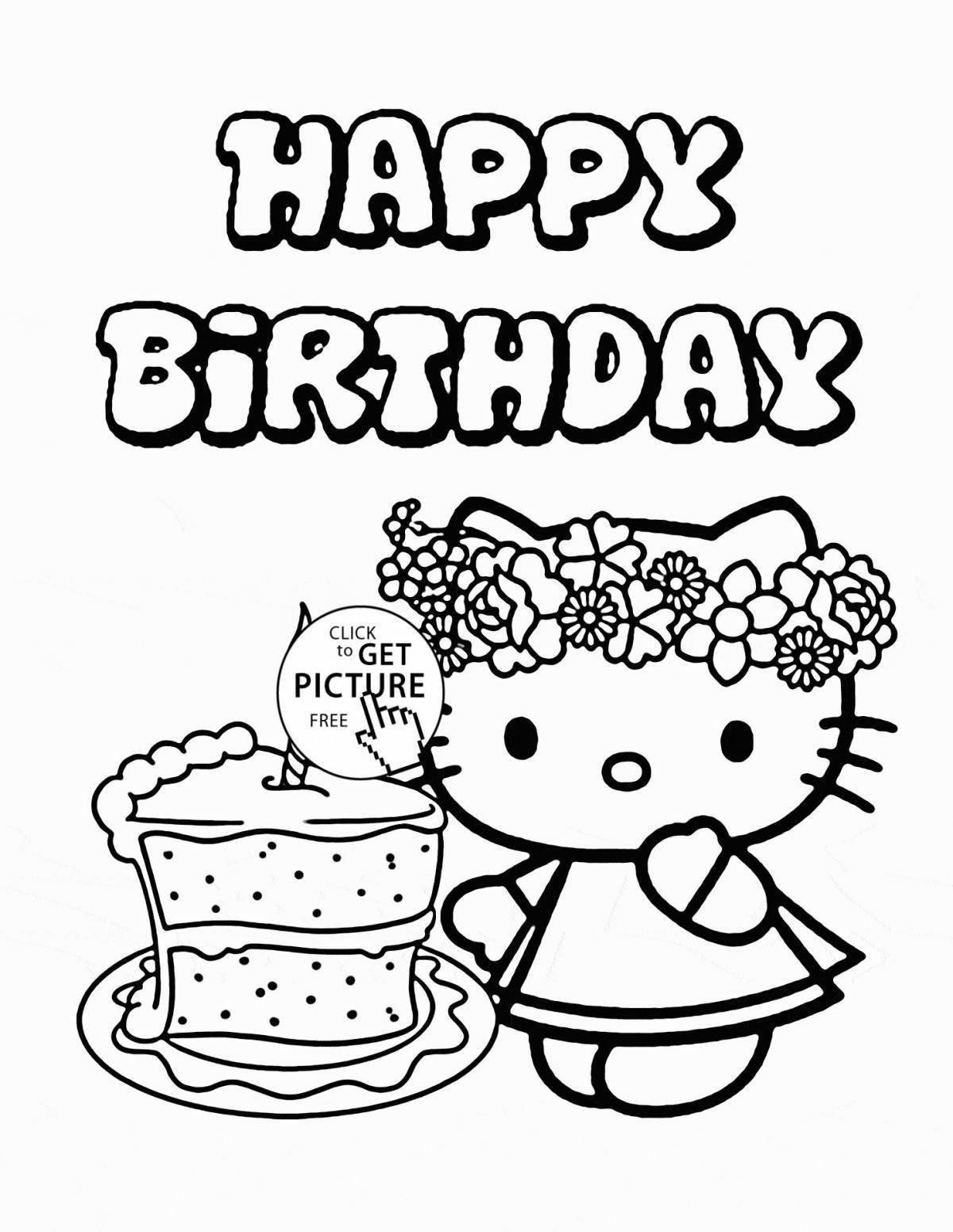 Color-zealous happy birthday girl coloring page