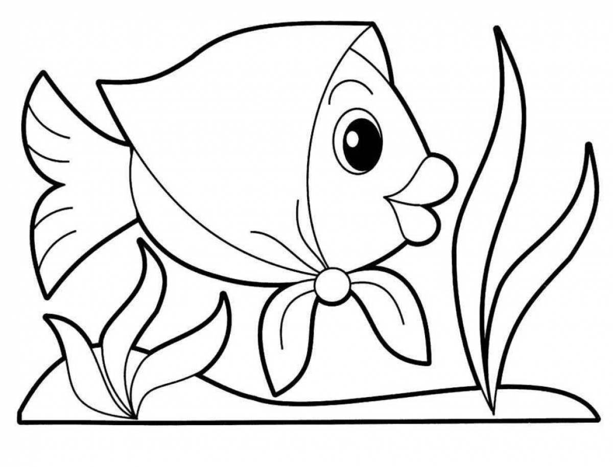 Радостная рыбка-раскраска для детей 5-6 лет