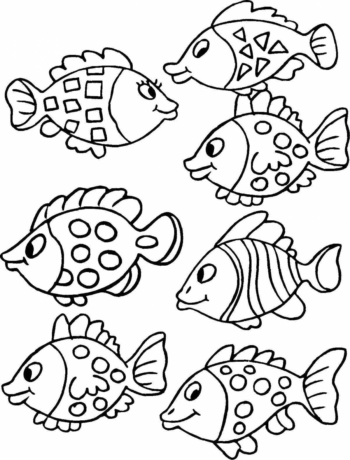Раскраски с милыми рыбками для детей 5-6 лет