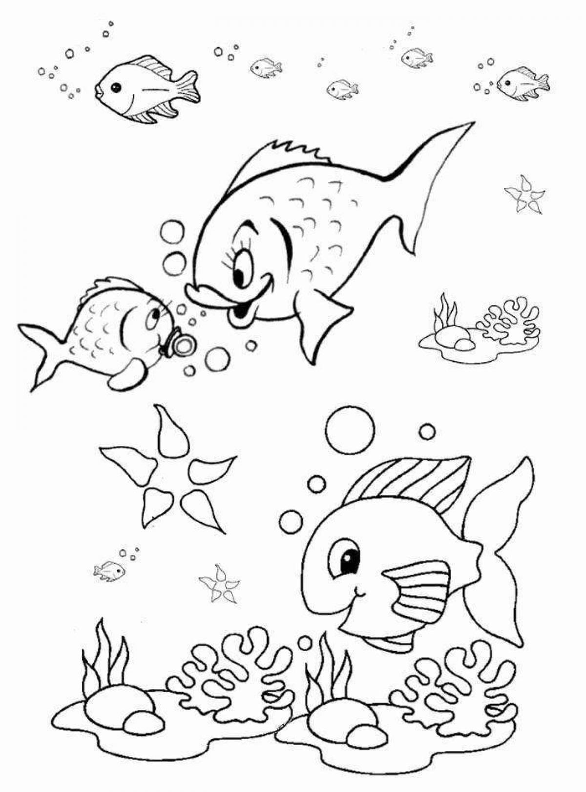 Sweet fish coloring book for children 5-6 years old