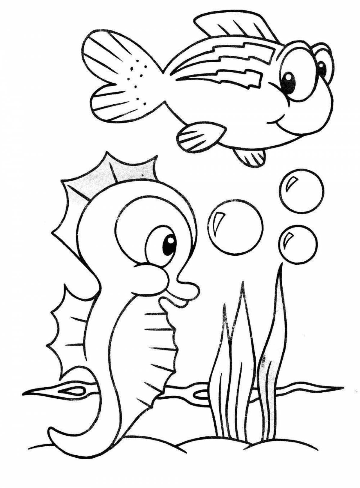 Великолепная рыбка-раскраска для детей 5-6 лет