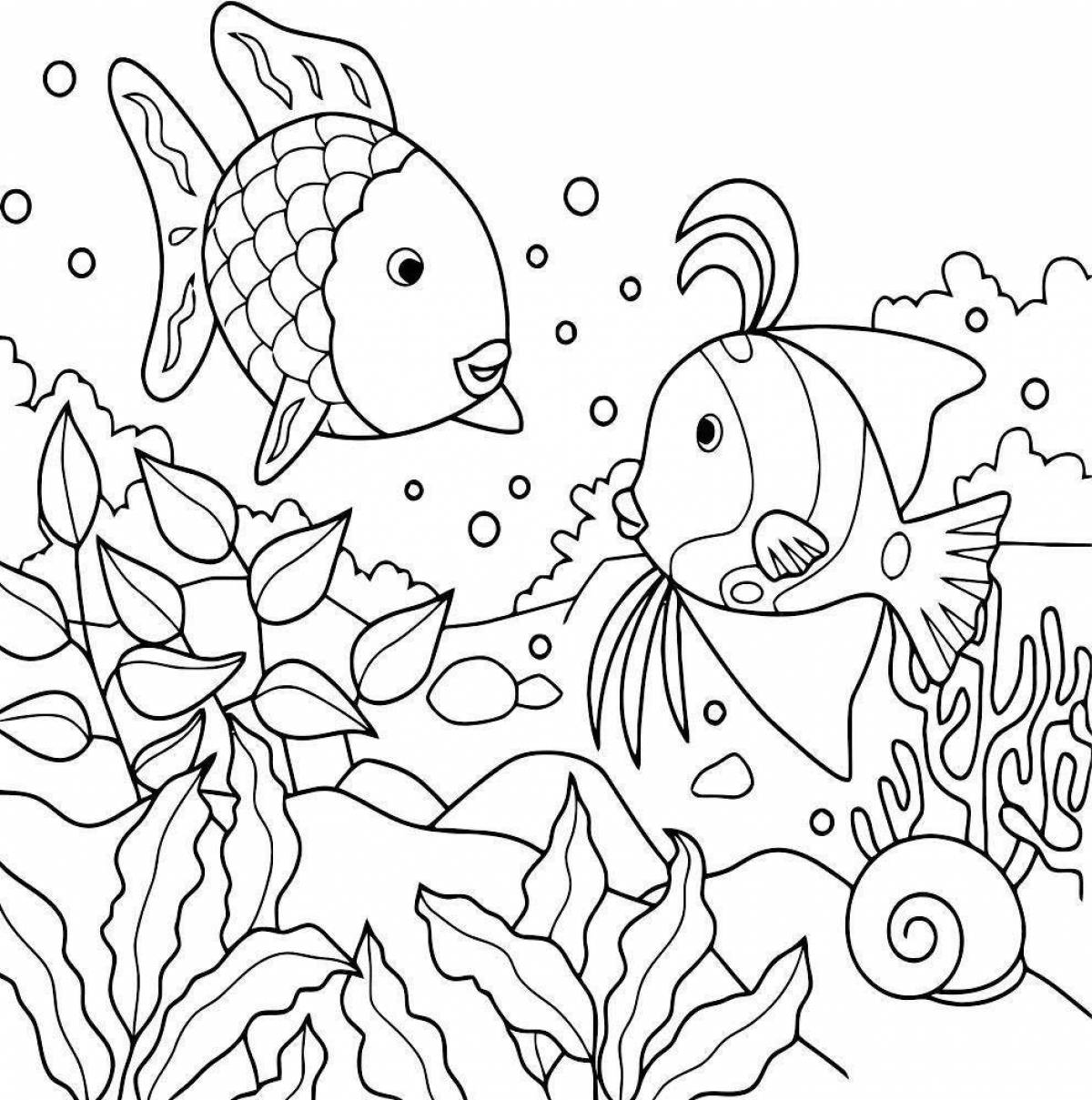 Блестящая рыбка-раскраска для детей 5-6 лет
