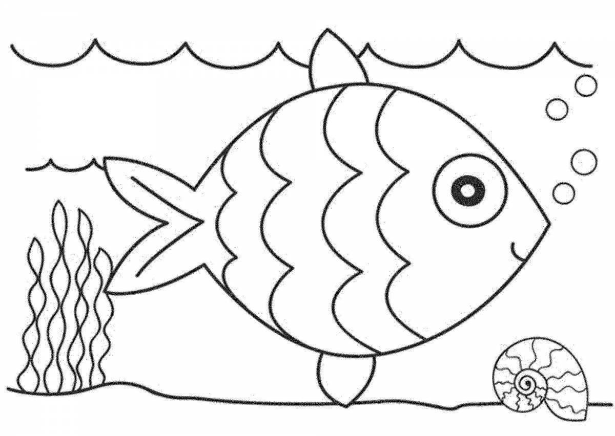 Great fish coloring page for 5-6 year olds