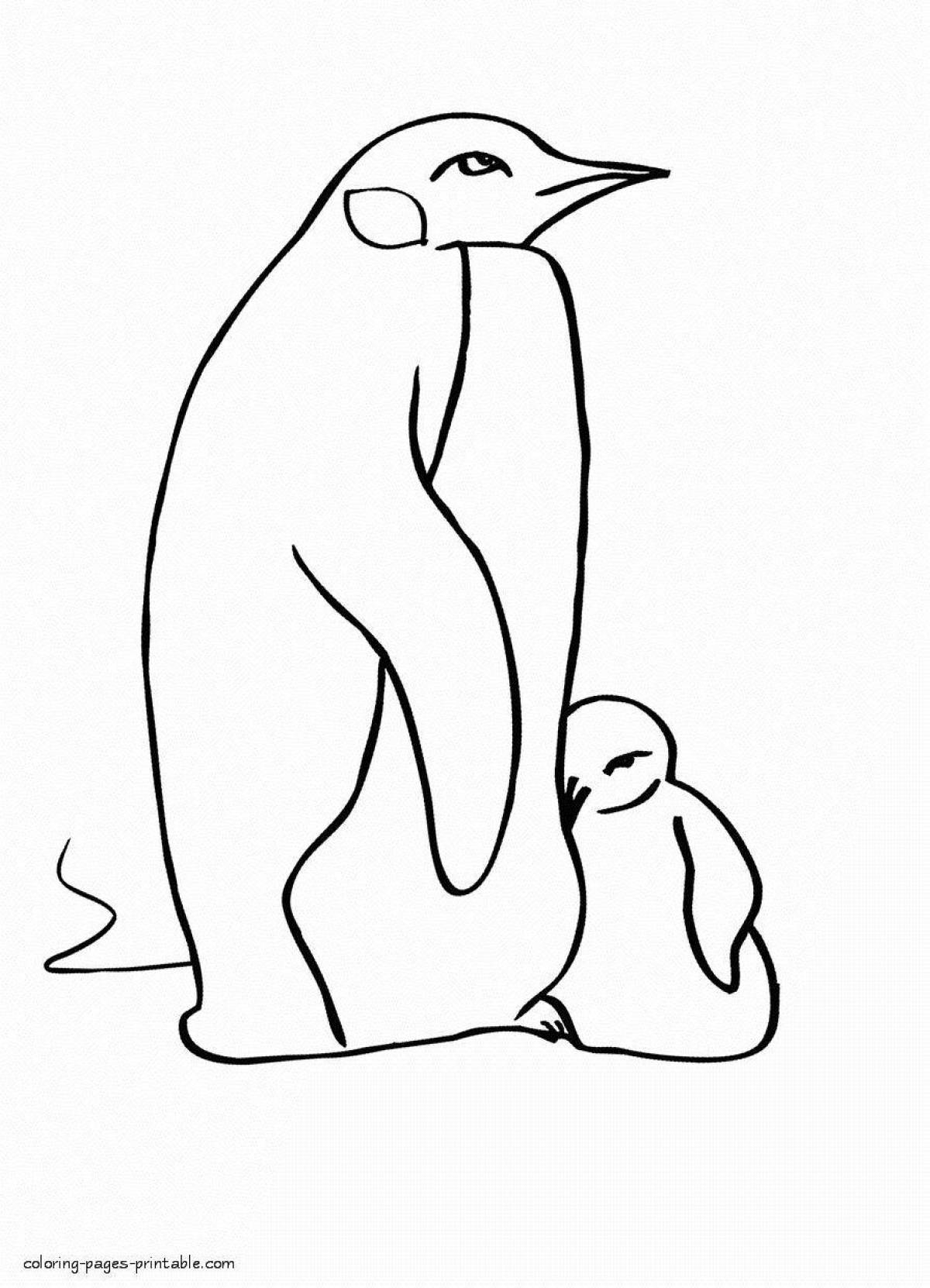 Очаровательный антарктический пингвин gentoo раскраска