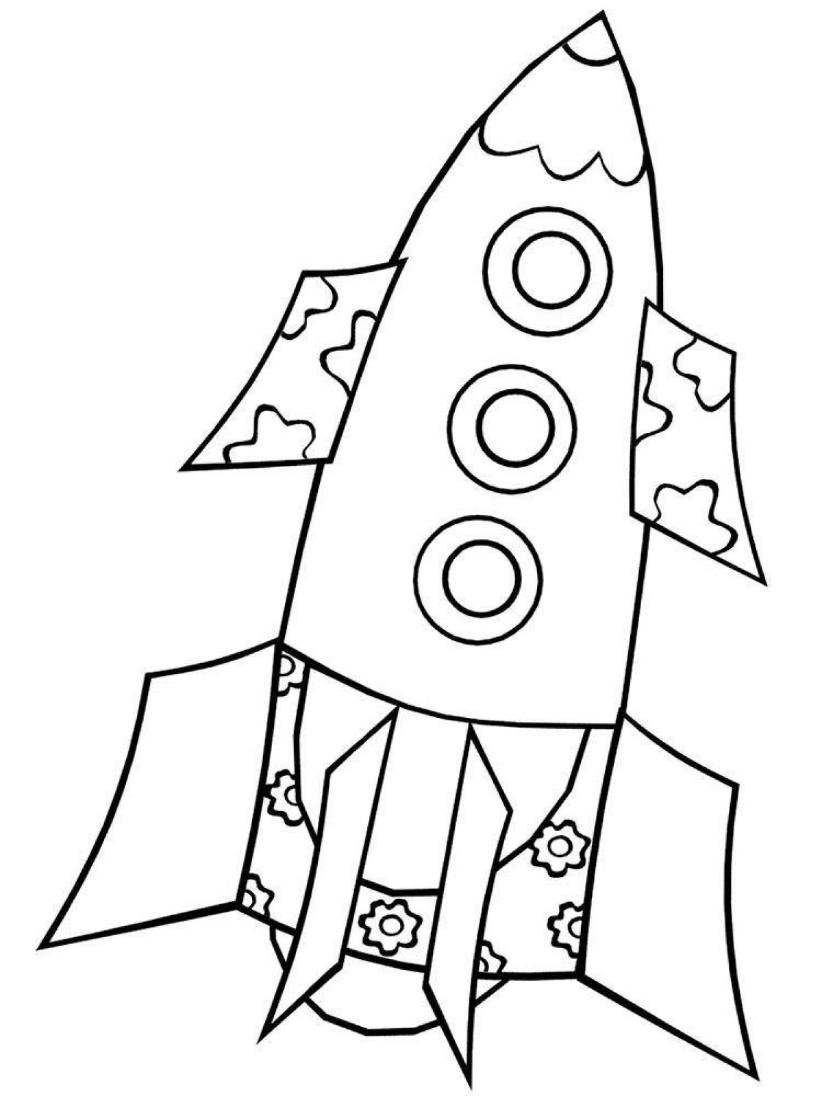 Красочная раскраска ракеты для детей 6-7 лет