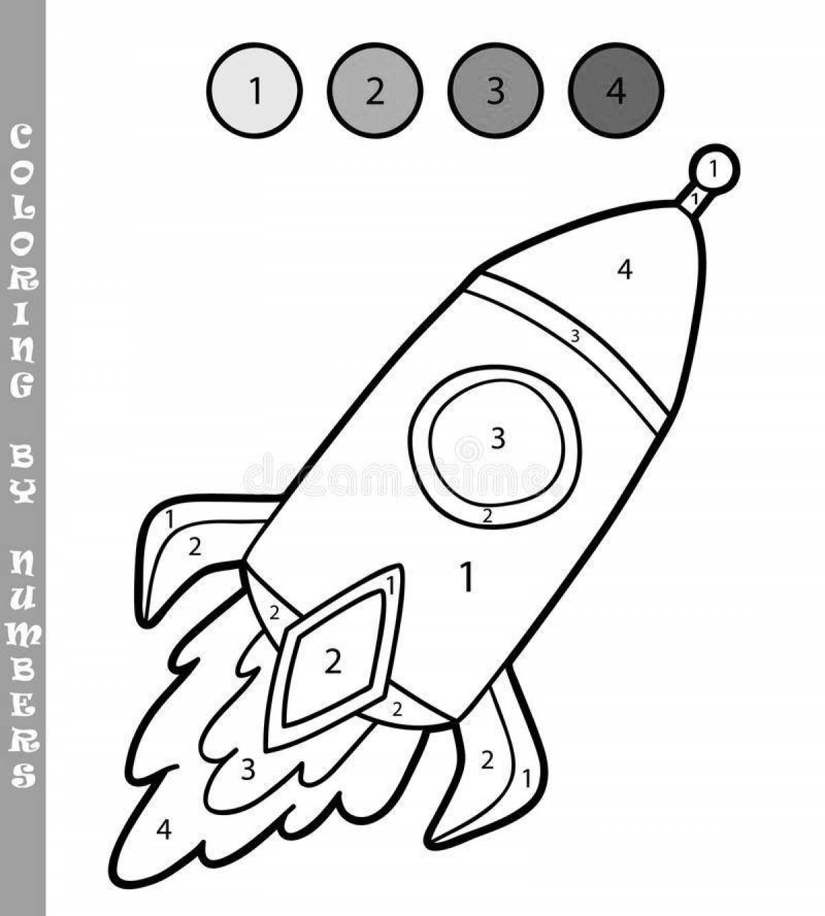 Coloring rocket for children 6-7 years old