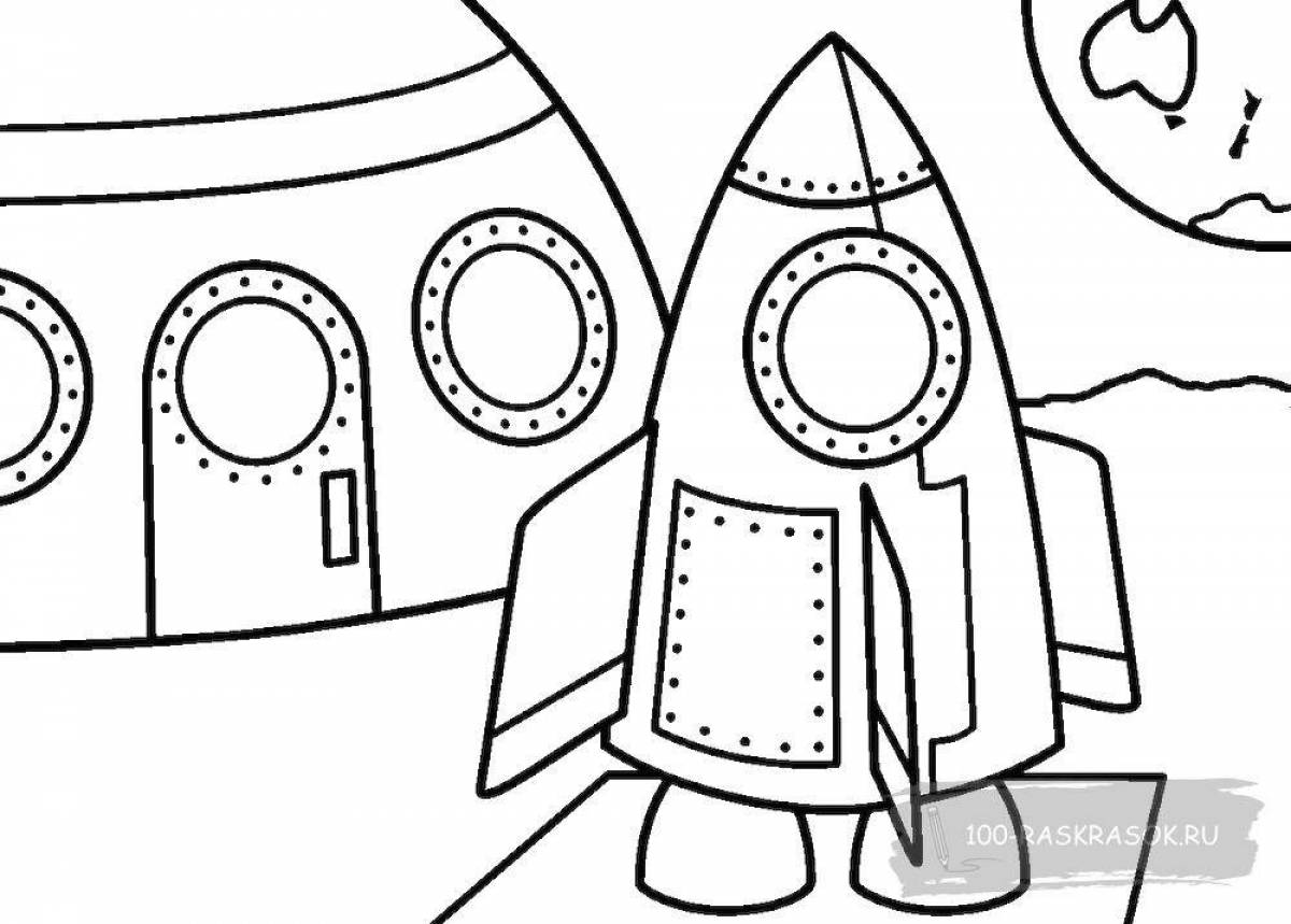 Outstanding rocket coloring page for 6-7 year olds