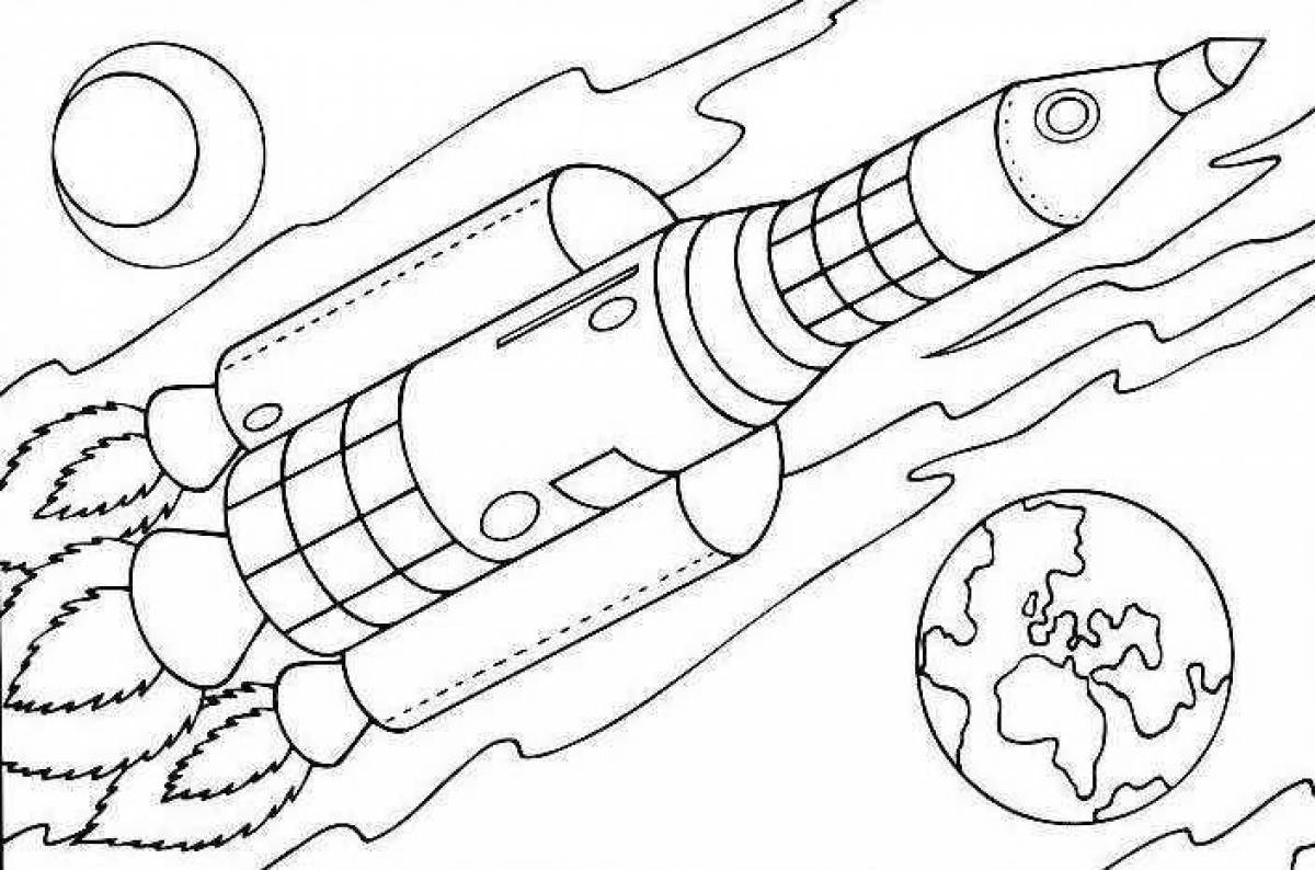 Очаровательная ракета-раскраска для детей 6-7 лет