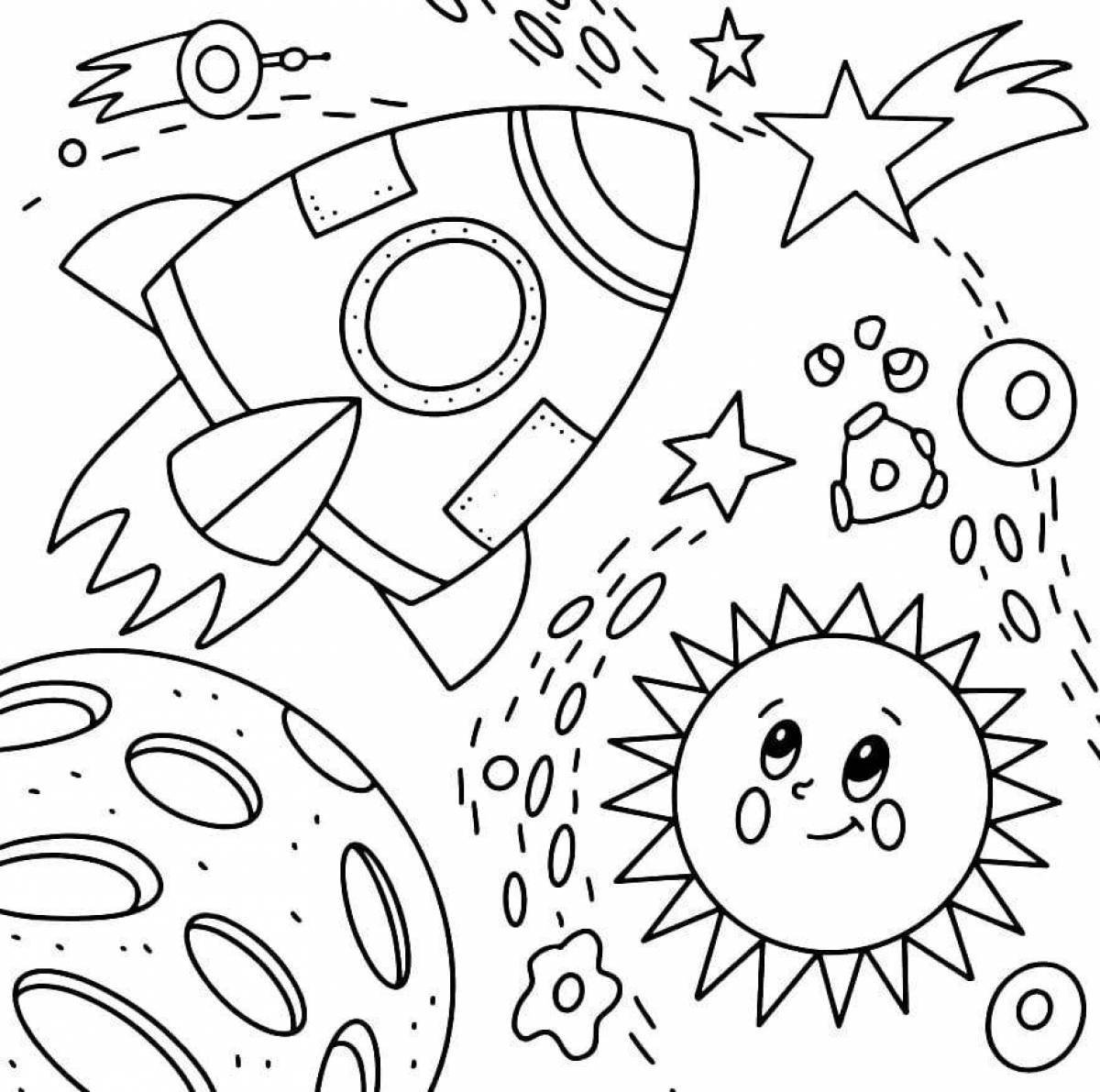 Sweet rocket coloring book for children 6-7 years old