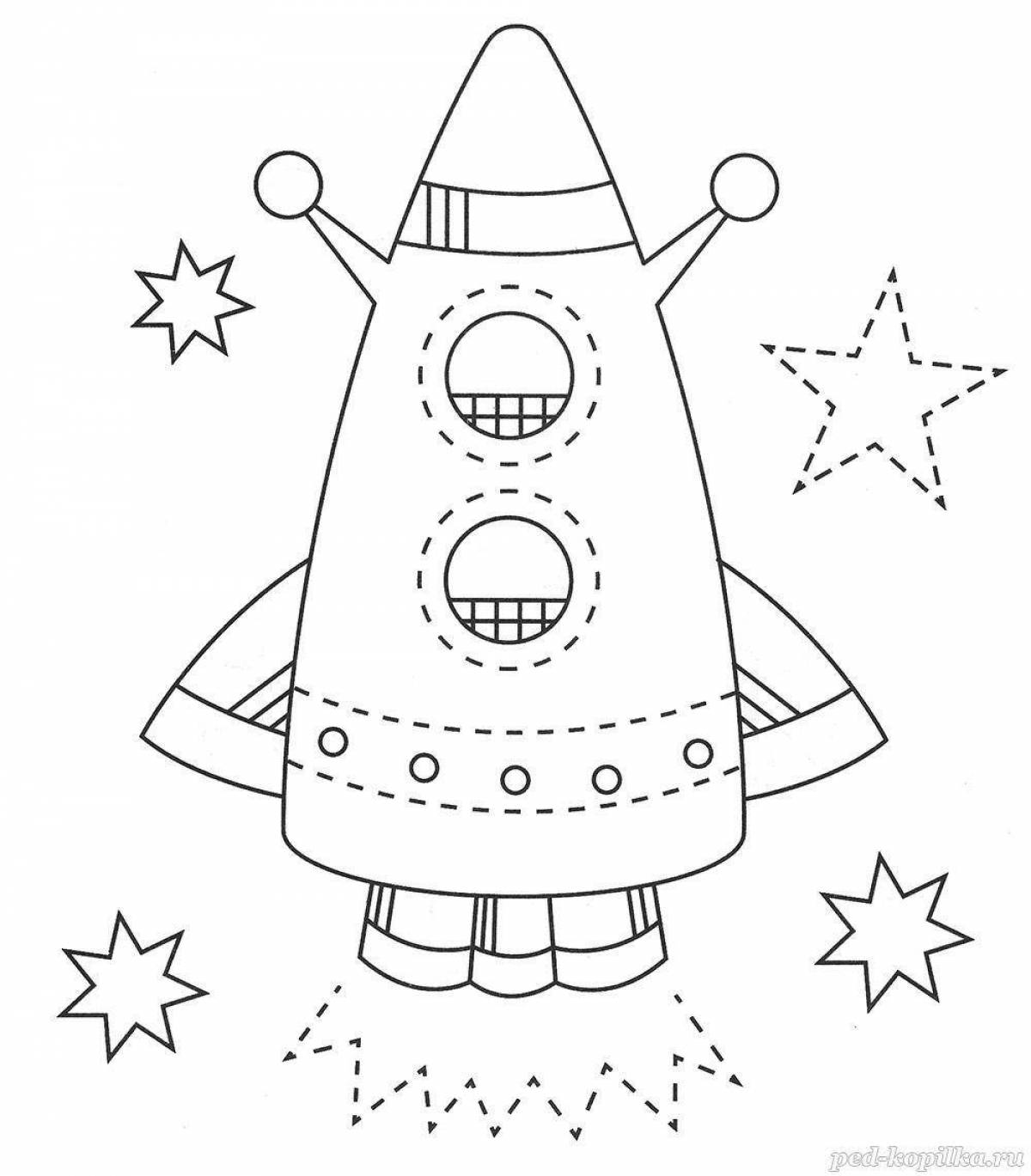 Lovely rocket coloring book for children 6-7 years old