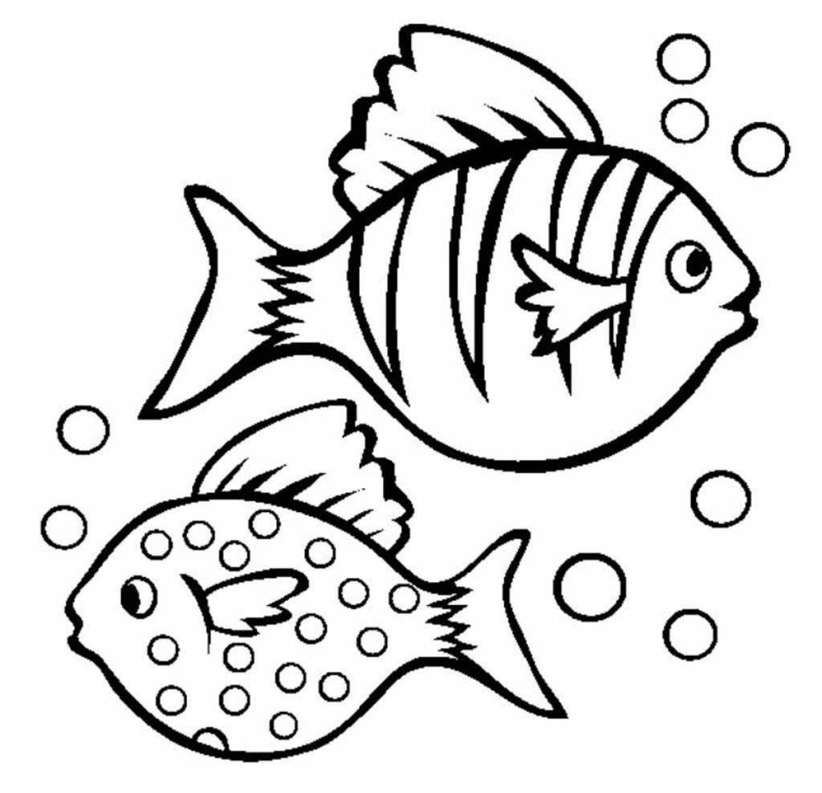 Colorful fish coloring for children 6-7 years old