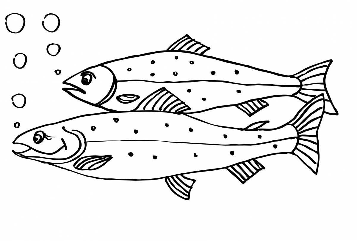 Cute fish coloring book for 6-7 year olds