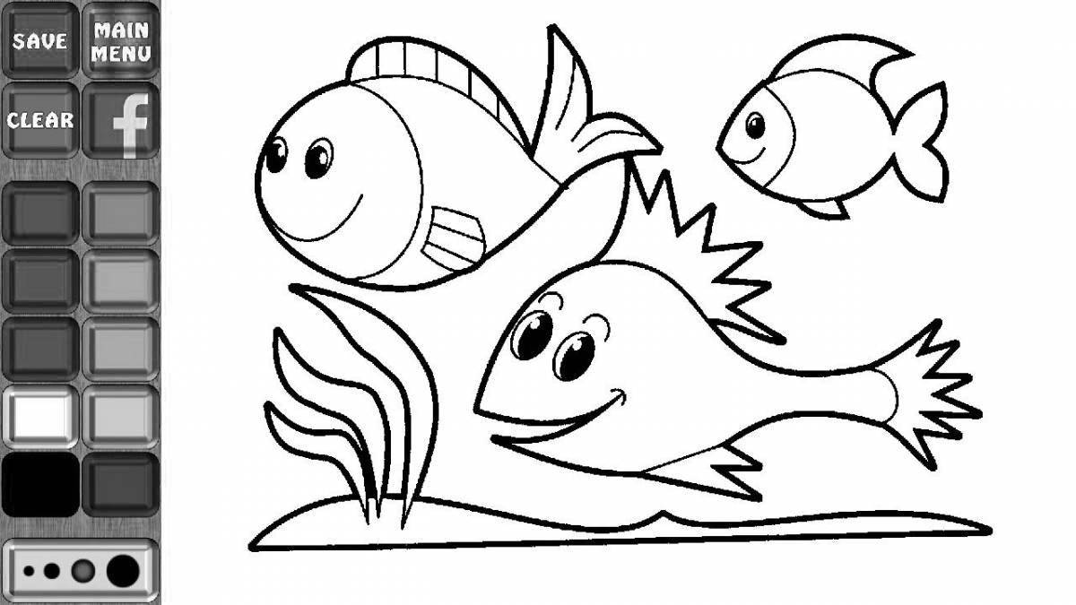 Раскраска сладкая рыбка для детей 6-7 лет