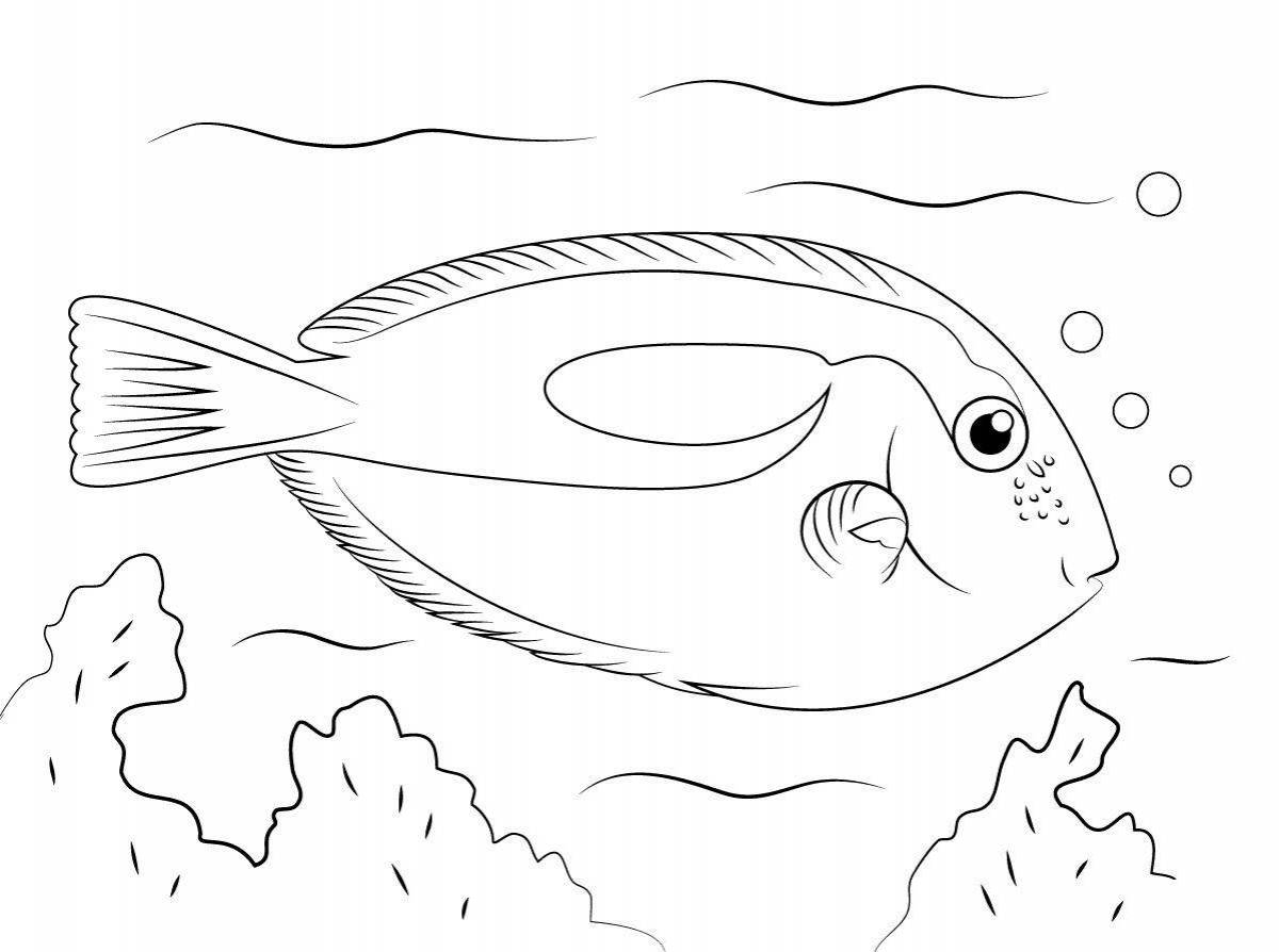 Привлекательная рыбка-раскраска для детей 6-7 лет