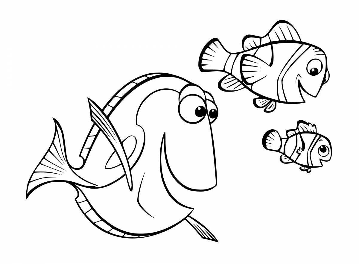 Funny fish coloring book for kids 6-7 years old