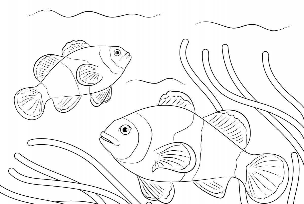 Fancy fish coloring book for 6-7 year olds