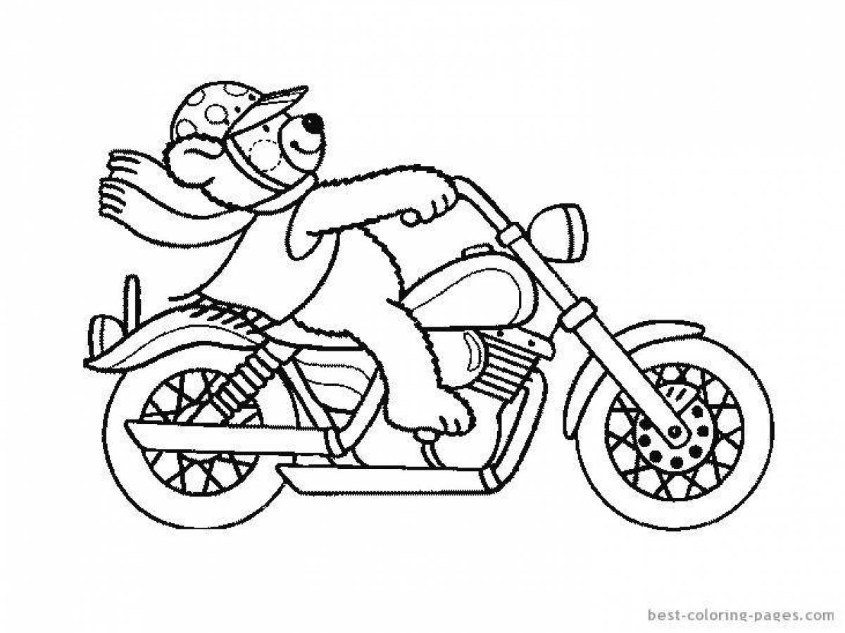 Bright coloring of a motorcycle for children 4-5 years old