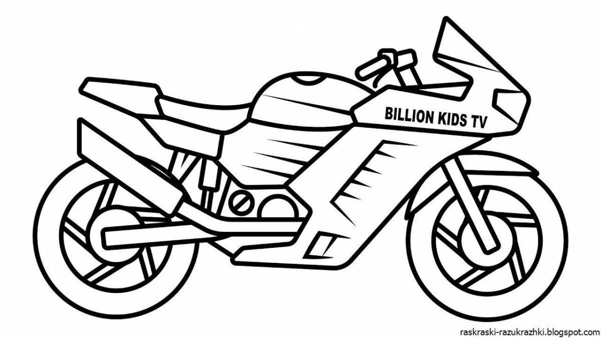 Amazing motorcycle coloring page for 4-5 year olds