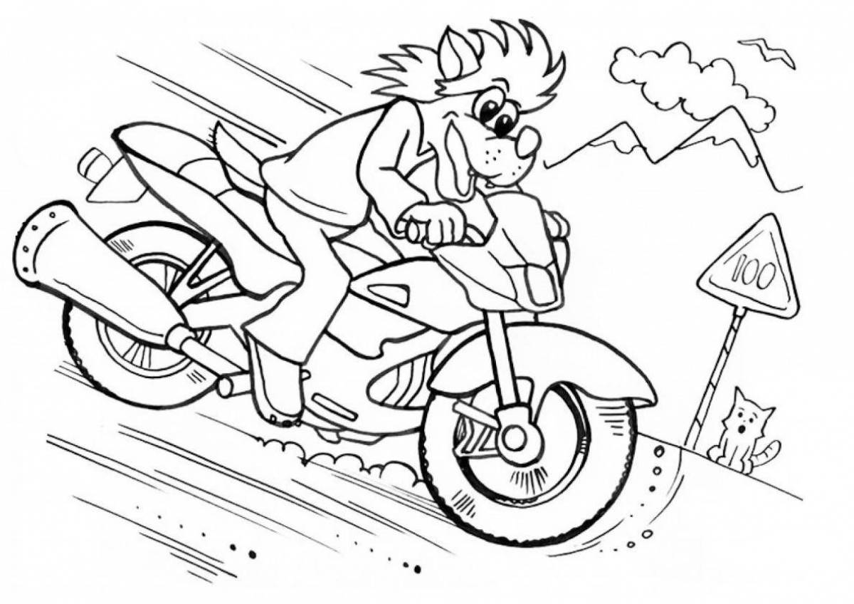 Cute motorcycle coloring book for 4-5 year olds