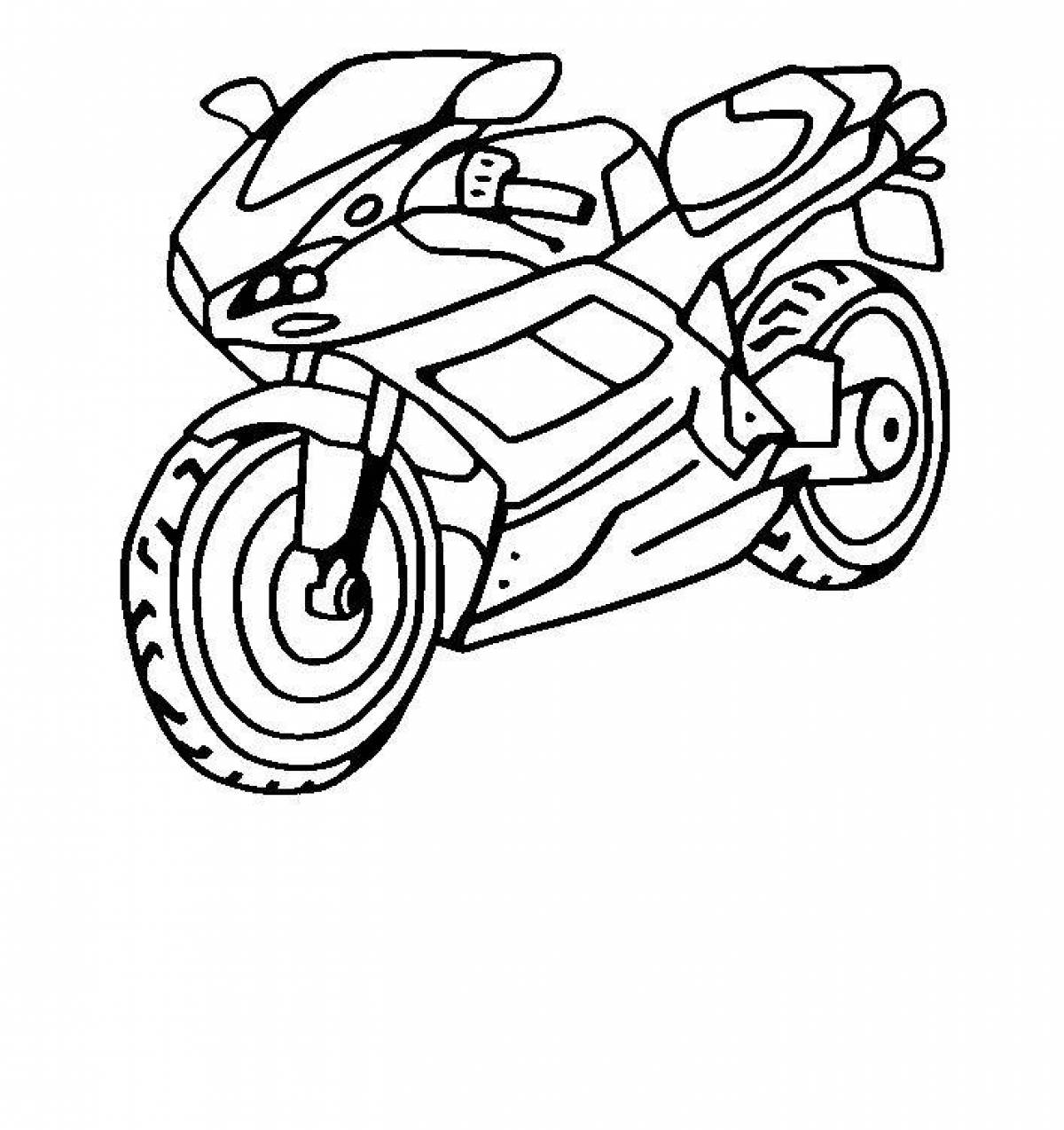 Adorable motorcycle coloring page for 4-5 year olds