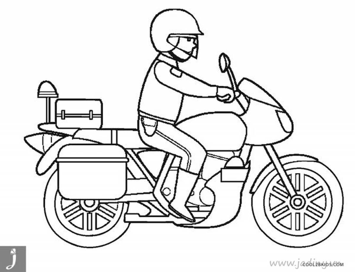 Live coloring of a motorcycle for children 4-5 years old