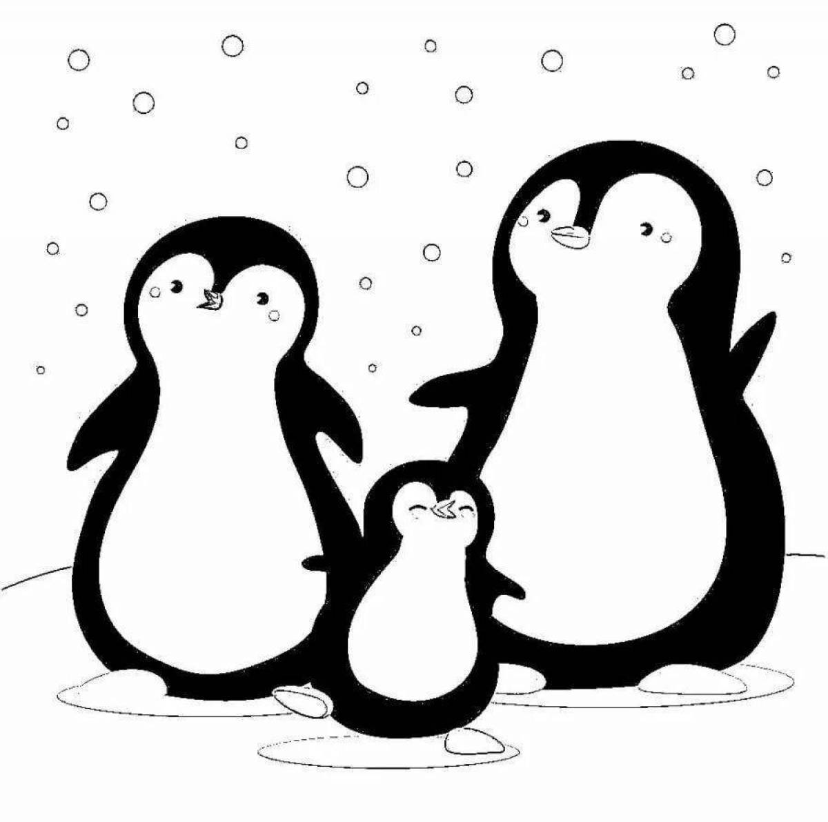 Веселая раскраска пингвин