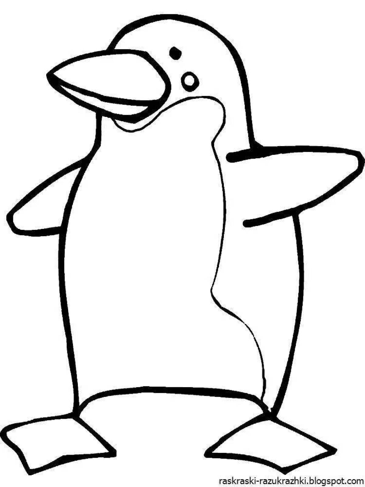 Озорной пингвин-раскраска