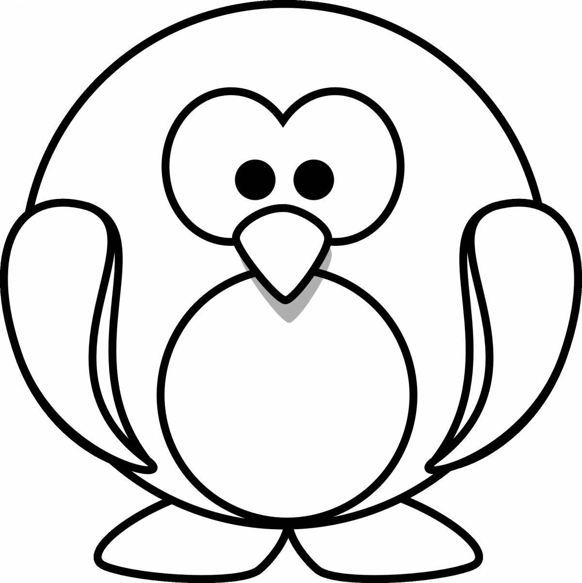 Grinning penguin coloring page