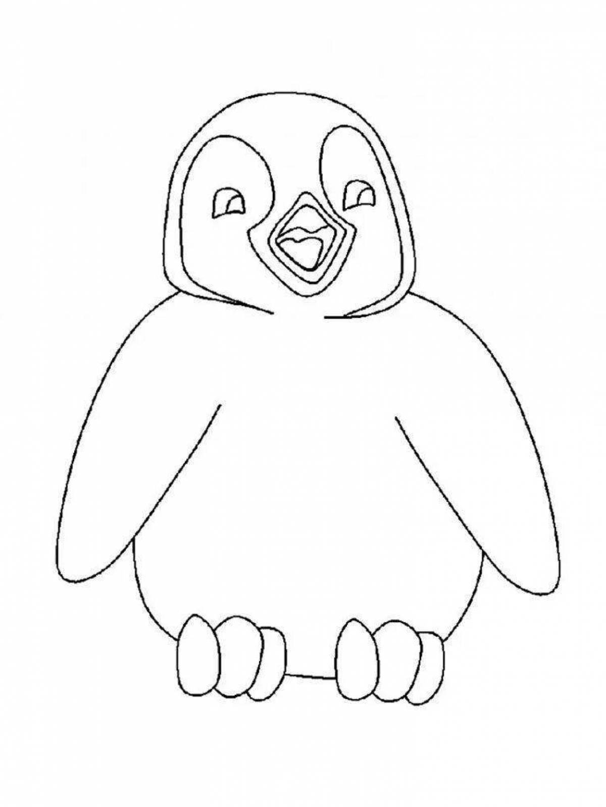 Пушистый пингвин-раскраска