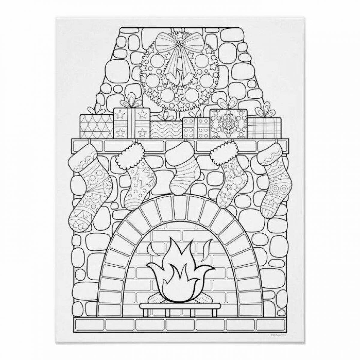 Inviting fireplace coloring book