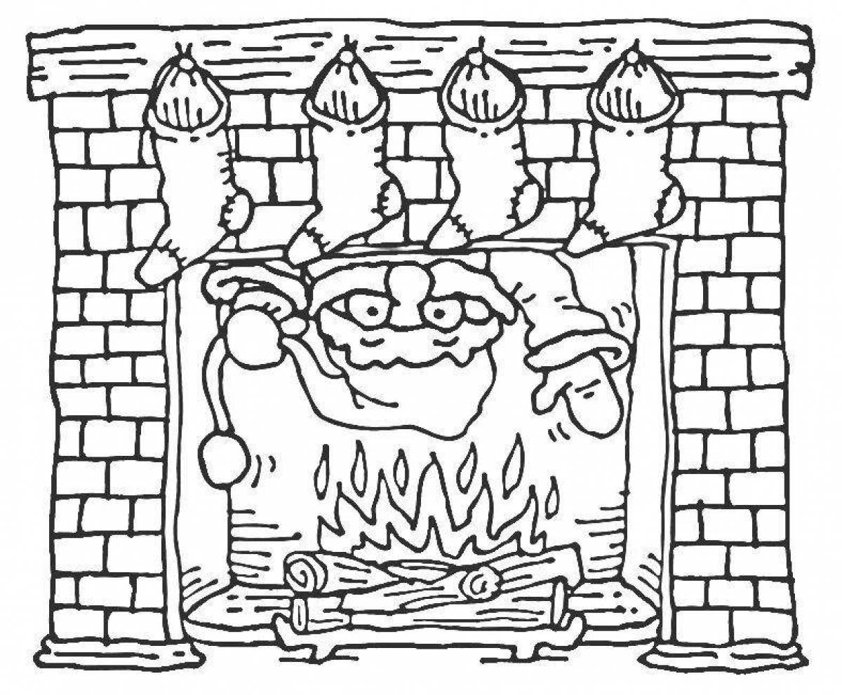 Fireplace grand coloring page