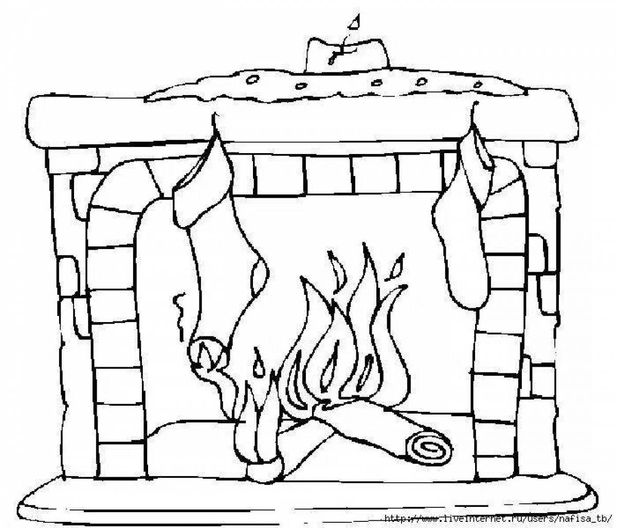 Exquisite fireplace coloring book