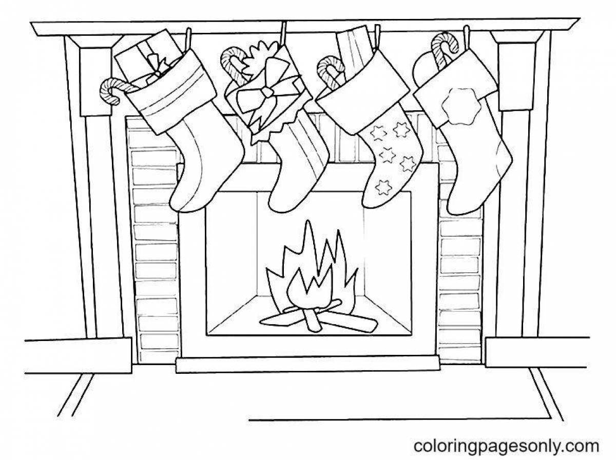 Calm fireplace coloring book