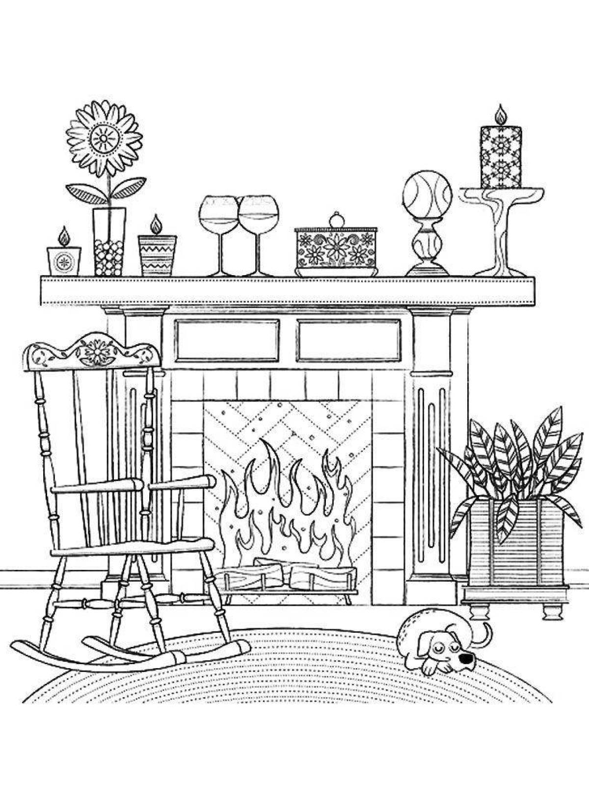 Home coloring fireplace