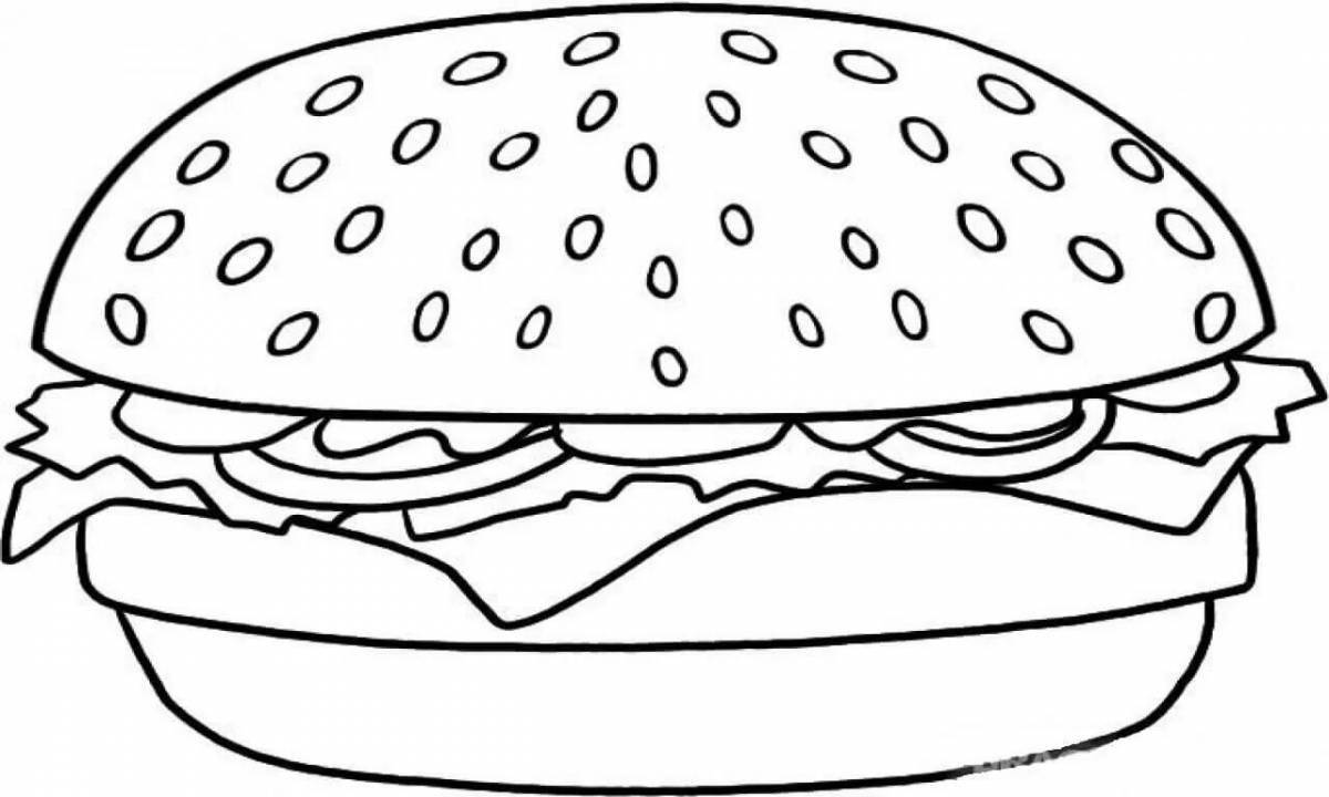 Раскраска аппетитный гамбургер